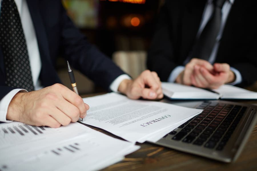 Businessman reading contract